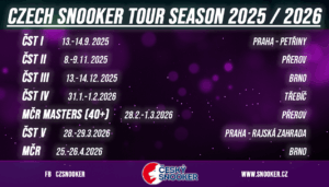 Kalendář snookerových turnajů ČMBS sezóny 2025/2026